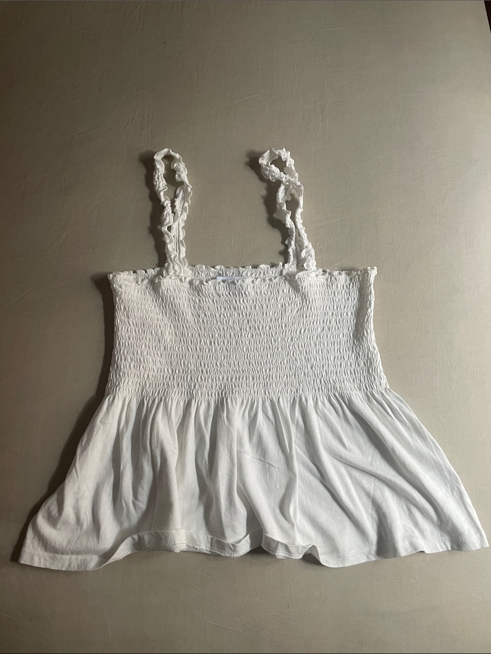 Smocked Ruffle Strap Tank Top